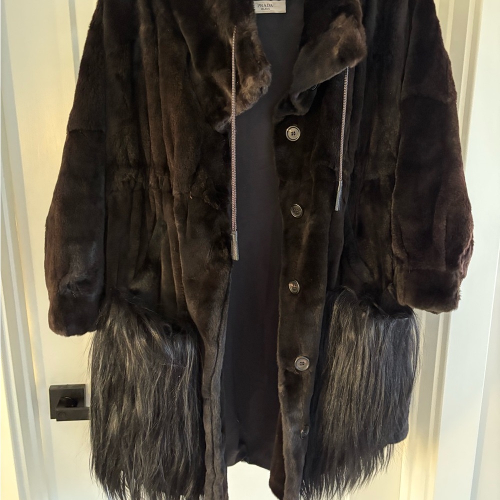 Prada Women's Black Fur Coat